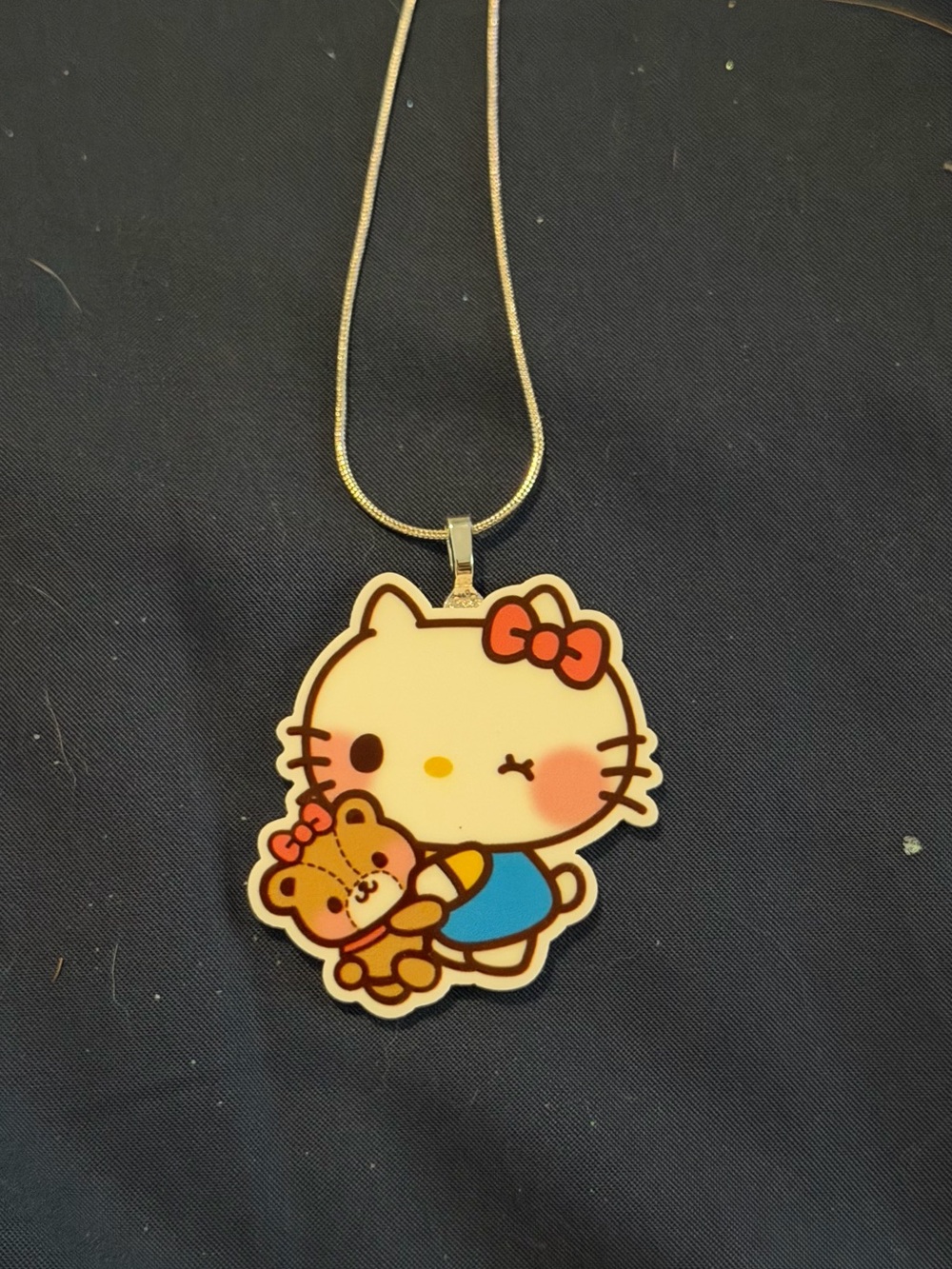 Hello Kitty Style Pink Bow Kids Necklace Pendant